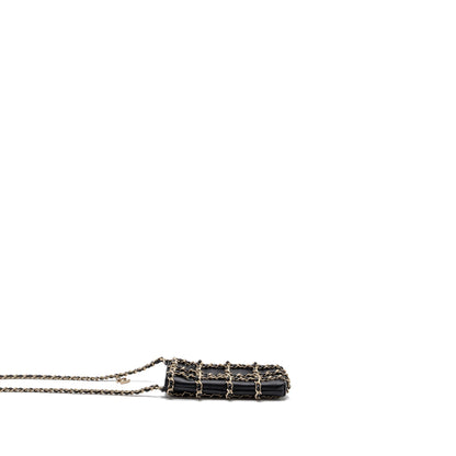 Chanel Gold Clutch O Chain Phone Holder Lambskin Black LGHW