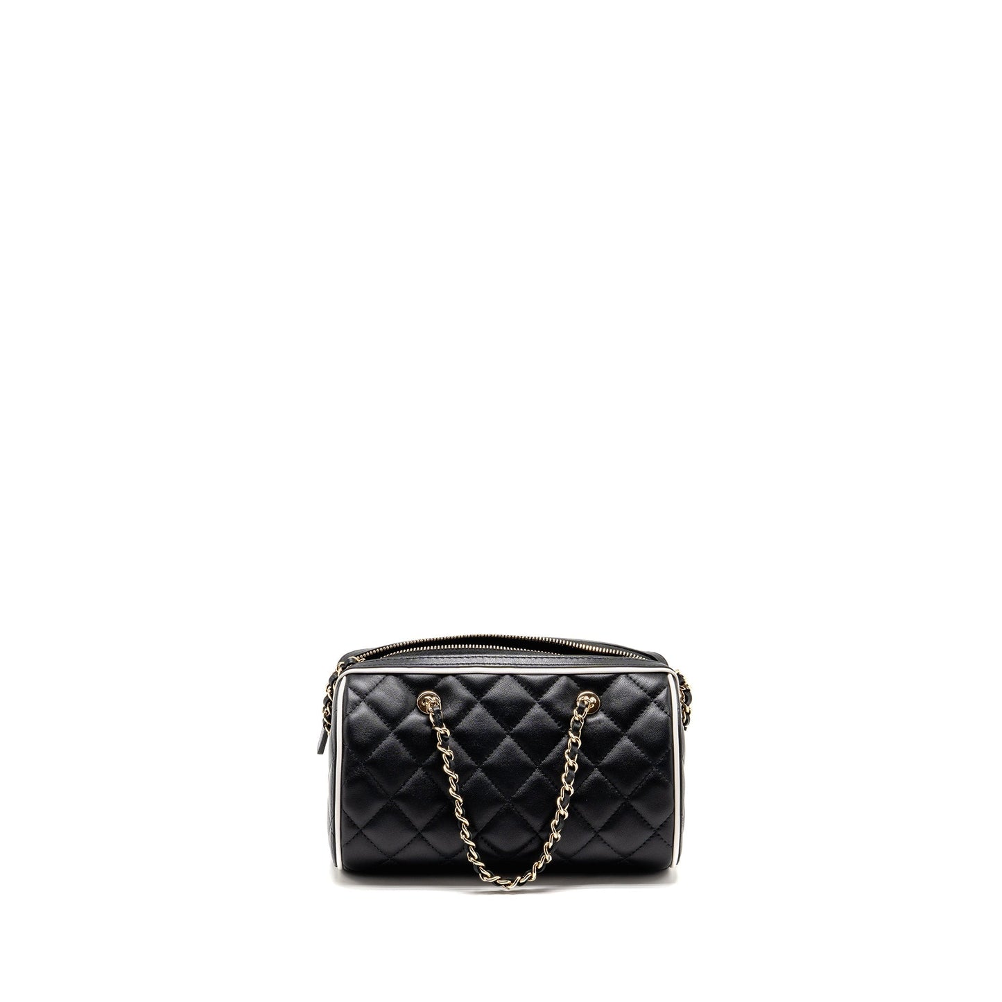 Chanel 25P Quilted Bowling Bag Lambskin Black LGHW (Microchip)
