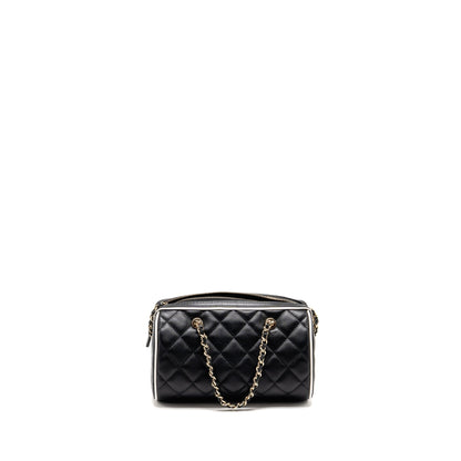 Chanel 25P Quilted Bowling Bag Lambskin Black LGHW (Microchip)