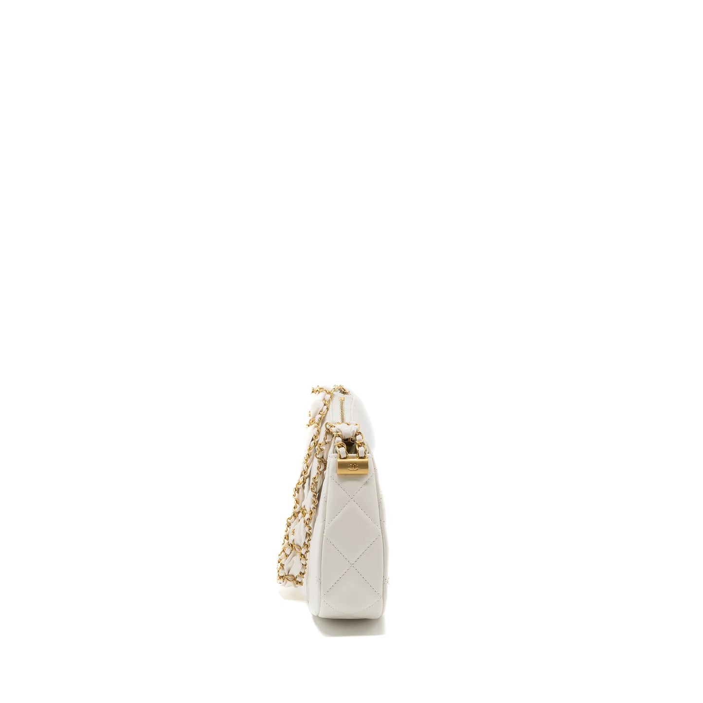 Chanel 23k Hobo Bag Calfskin White GHW (microchip)