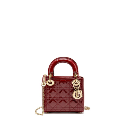 Dior Mini Lady dior patent leather red
