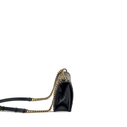 Medium Studded Diorama Lambskin Black
