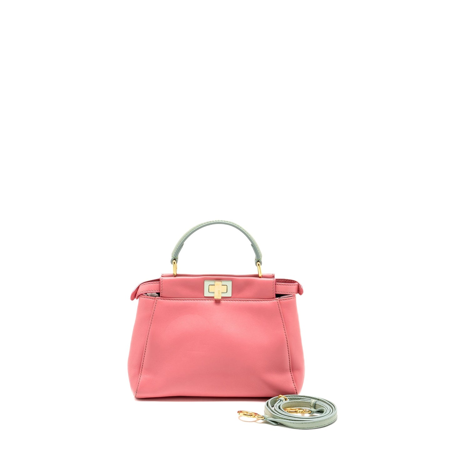 Fendi Colourblock Mini Peekaboo Nappa Leather Rosa Fluo/Oxigen Slate