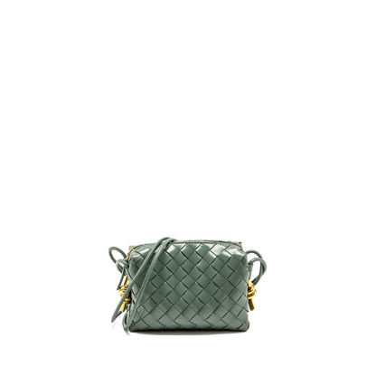 Bottega Veneta Mini Loop Purse Metal Knots Calfskin Green
