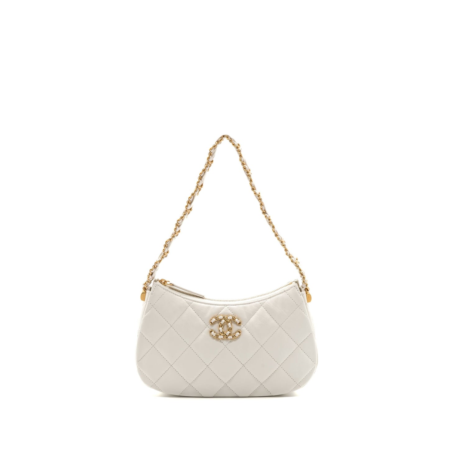 Chanel 23k Hobo Bag Calfskin White GHW (microchip)