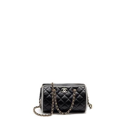 Chanel 25P Quilted Bowling Bag Lambskin Black LGHW (Microchip)