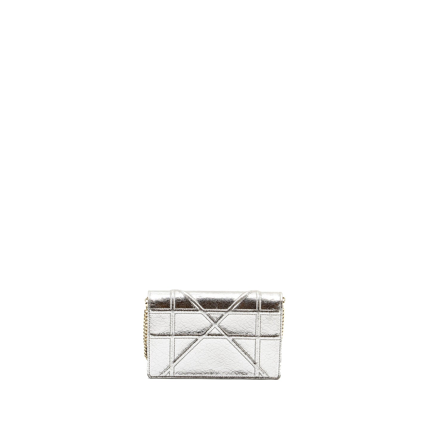 Dior Mini Diorama Purse Leather Metallic Silver