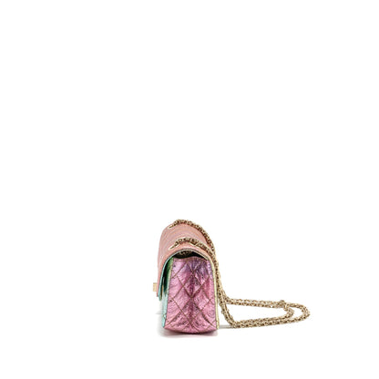 Chanel 20A mini 2.55 reissue flap bag goatskin leather rainbow multicolor ombrÃ© LGHW