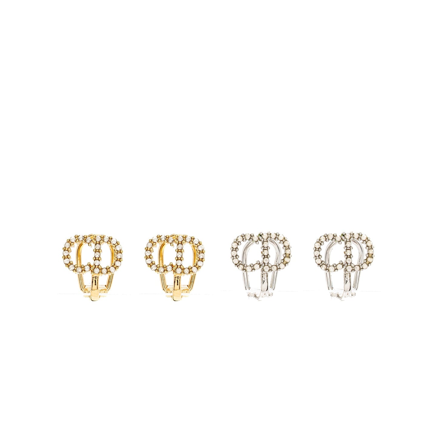 Dior Crystal Ear Clips Silver/Gold Tone (sell in a set)