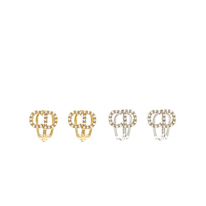 Dior Crystal Ear Clips Silver/Gold Tone (sell in a set)