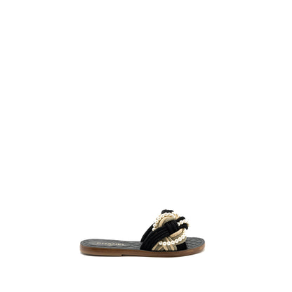 Chanel Size 37 Mules Cord/Lambskin Black