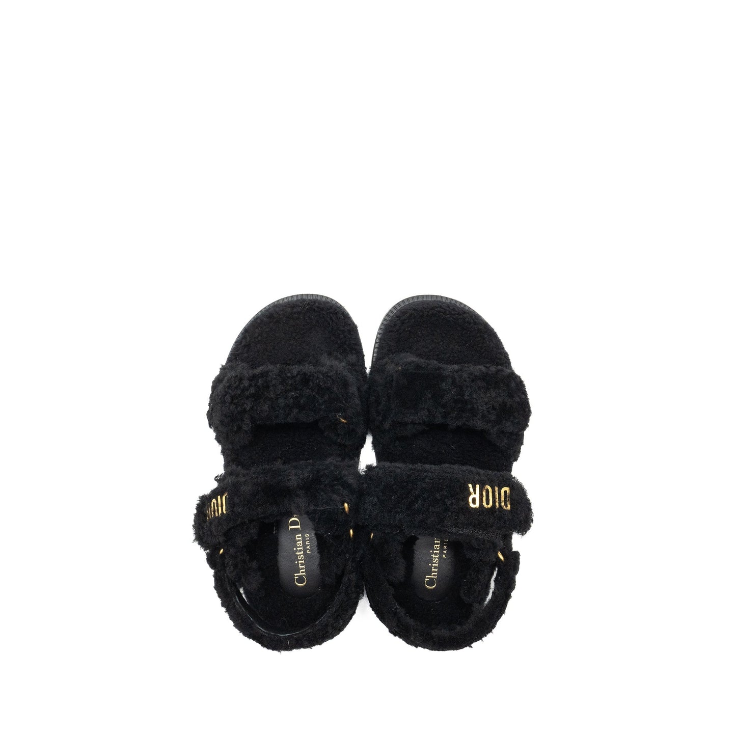 Dior Size 37 Dioract Sandal Shearling/Sheepskin Black