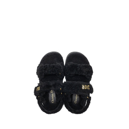 Dior Size 37 Dioract Sandal Shearling/Sheepskin Black