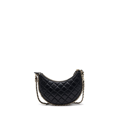 Chanel Small Moon Hobo Bag Lambskin Black LGHW (microchip)