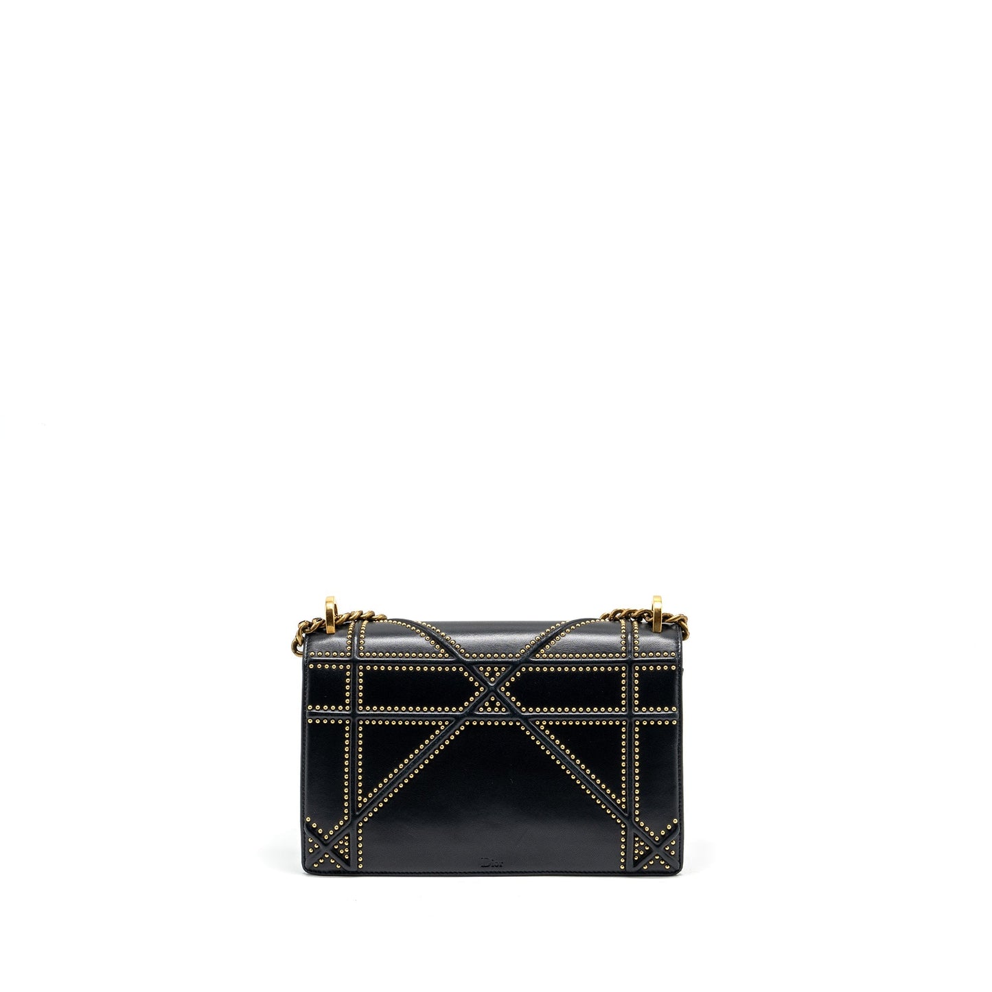 Medium Studded Diorama Lambskin Black