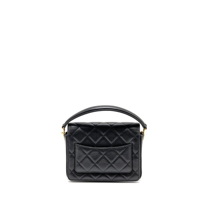 Chanel 24k Top Handle Messenger Bag with Removable Chain Caviar Black GHW(microchip)