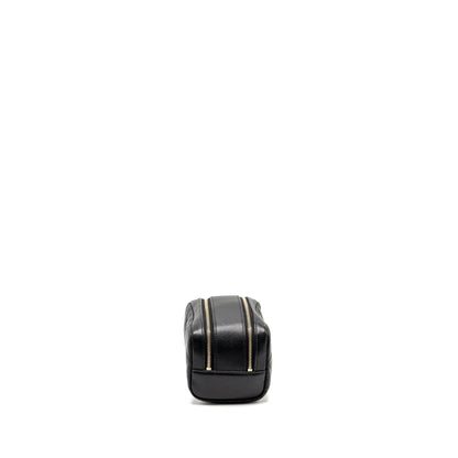 Chanel Double Zip Pouch Cosmetic Case Caviar Black GHW (Microchip)