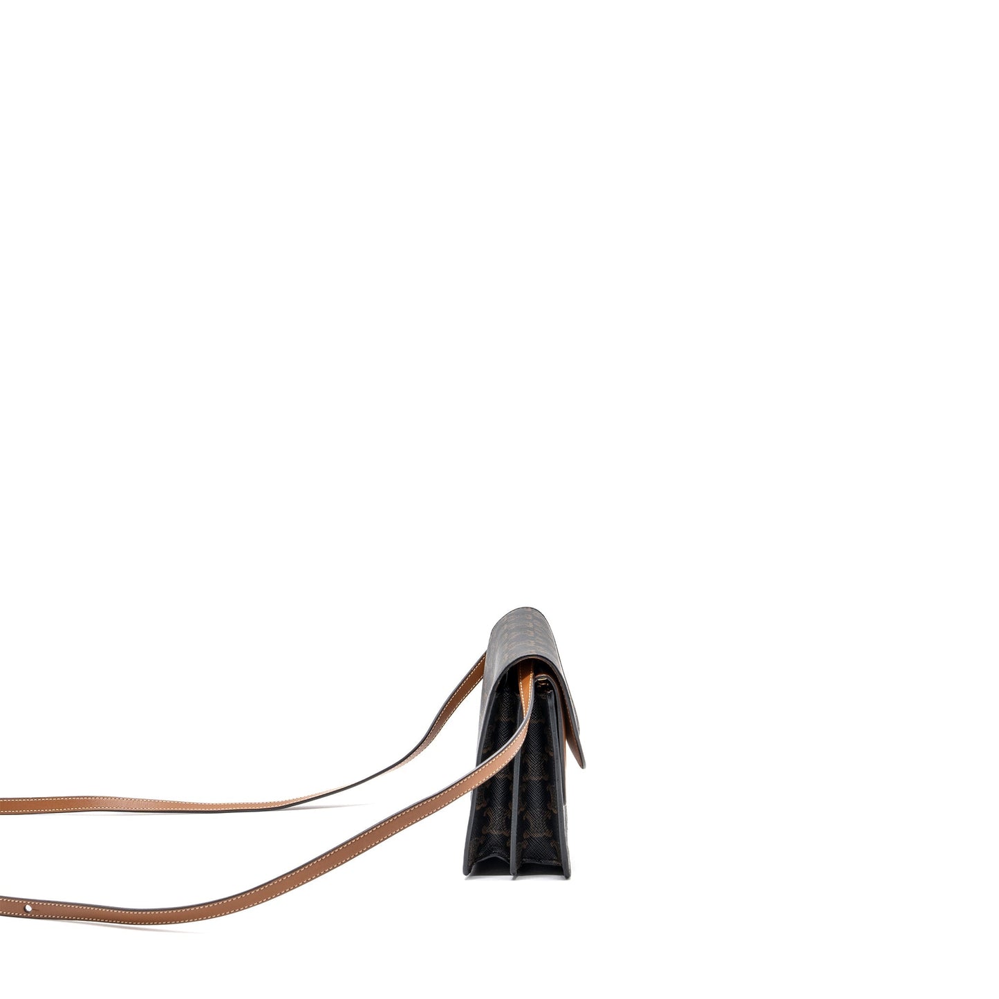 Luxury CELINE Wallet On Strap Triomphe Canvas/ Lambskin Tan