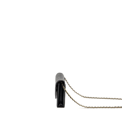 Chanel Square Wallet On Chain Caviar Black LGHW (Microchip)