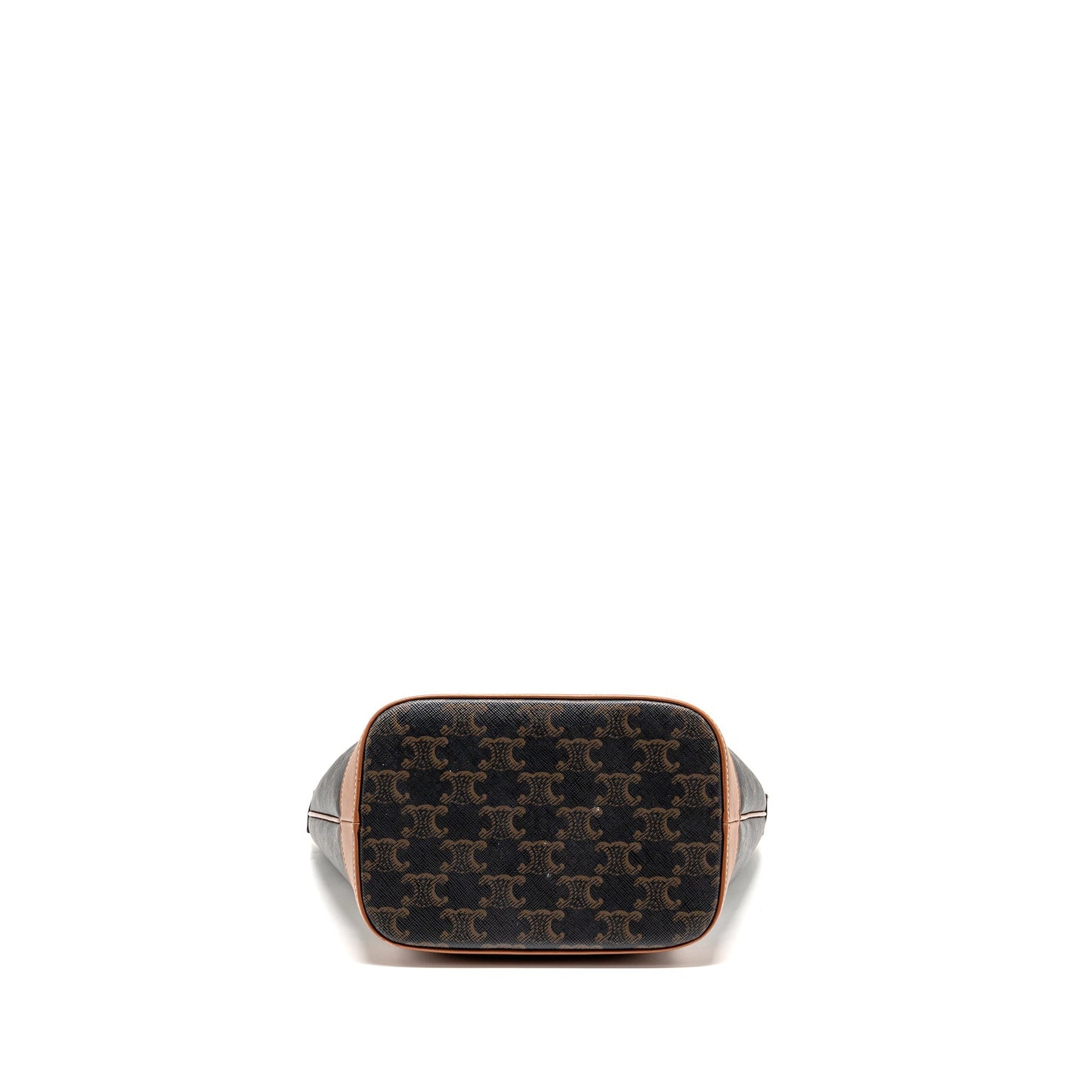 Celine small bucket Purse triomphe canvas / calfskin tan
