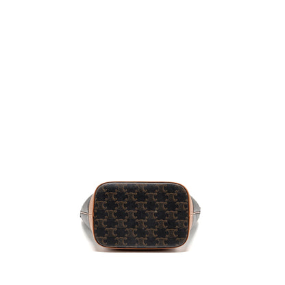Celine small bucket Purse triomphe canvas / calfskin tan