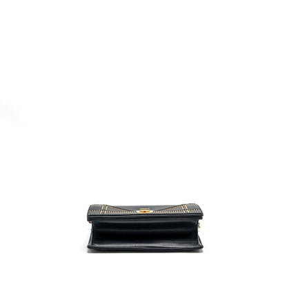 Medium Studded Diorama Lambskin Black