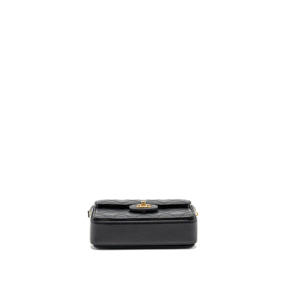Chanel 24k Top Handle Messenger Bag with Removable Chain Caviar Black GHW(microchip)