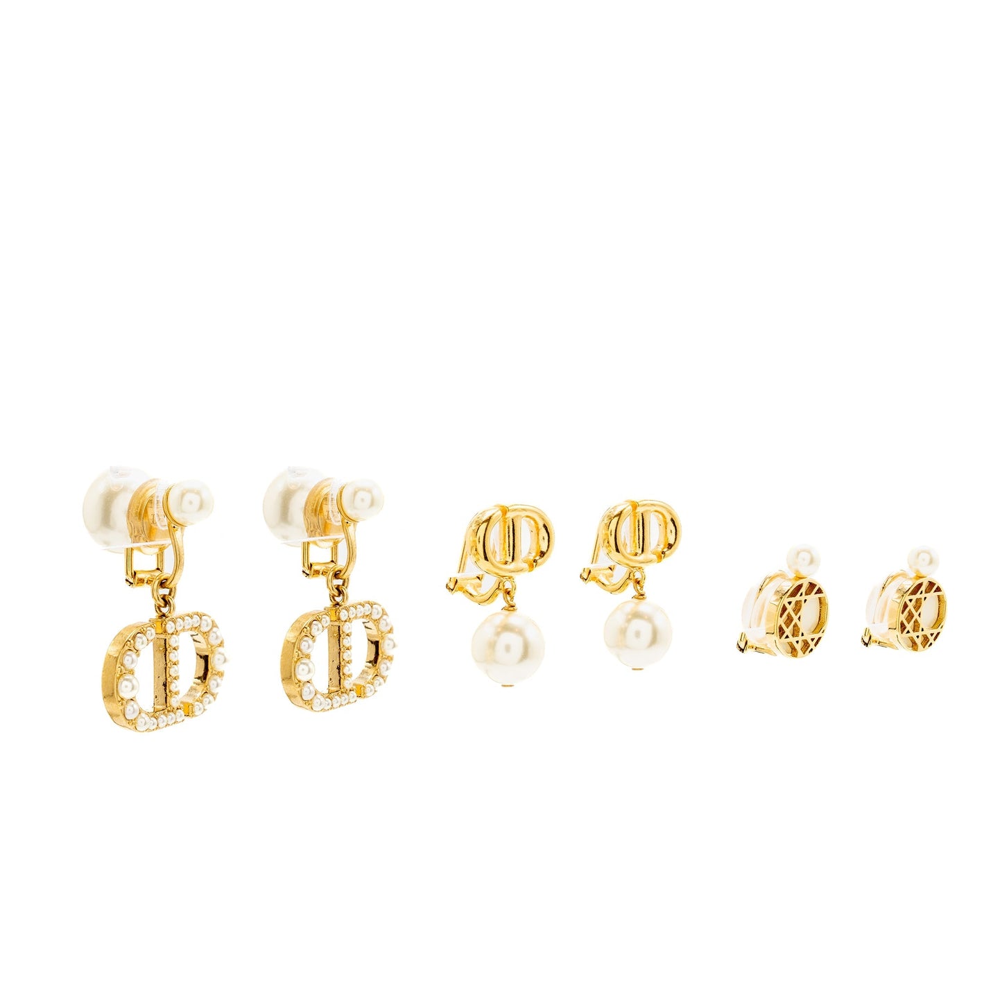 Dior Pearl/ dropped ear clips gold tone (sell in a set)