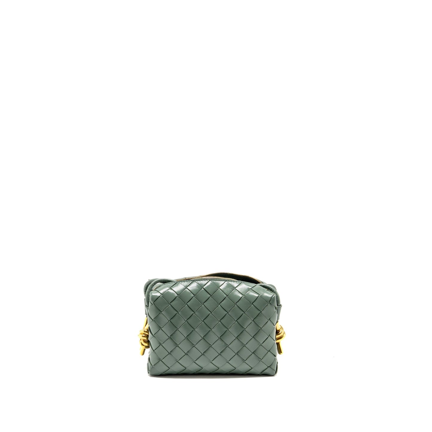 Bottega Veneta Mini Loop Purse Metal Knots Calfskin Green