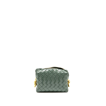 Bottega Veneta Mini Loop Purse Metal Knots Calfskin Green