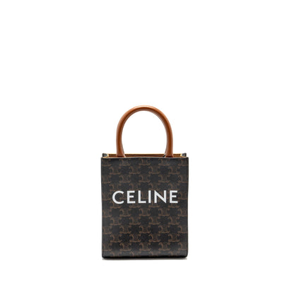 Luxury CELINE Mini Vertical Cabas Triomphe Canvas GHW