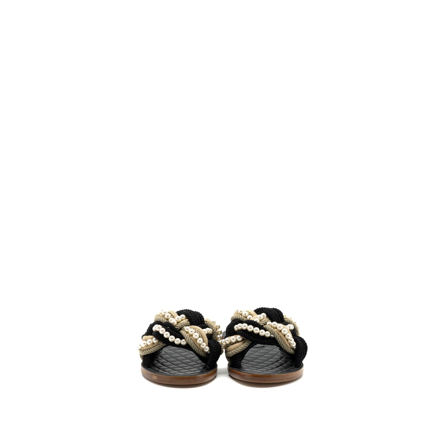 Chanel Size 37 Mules Cord/Lambskin Black