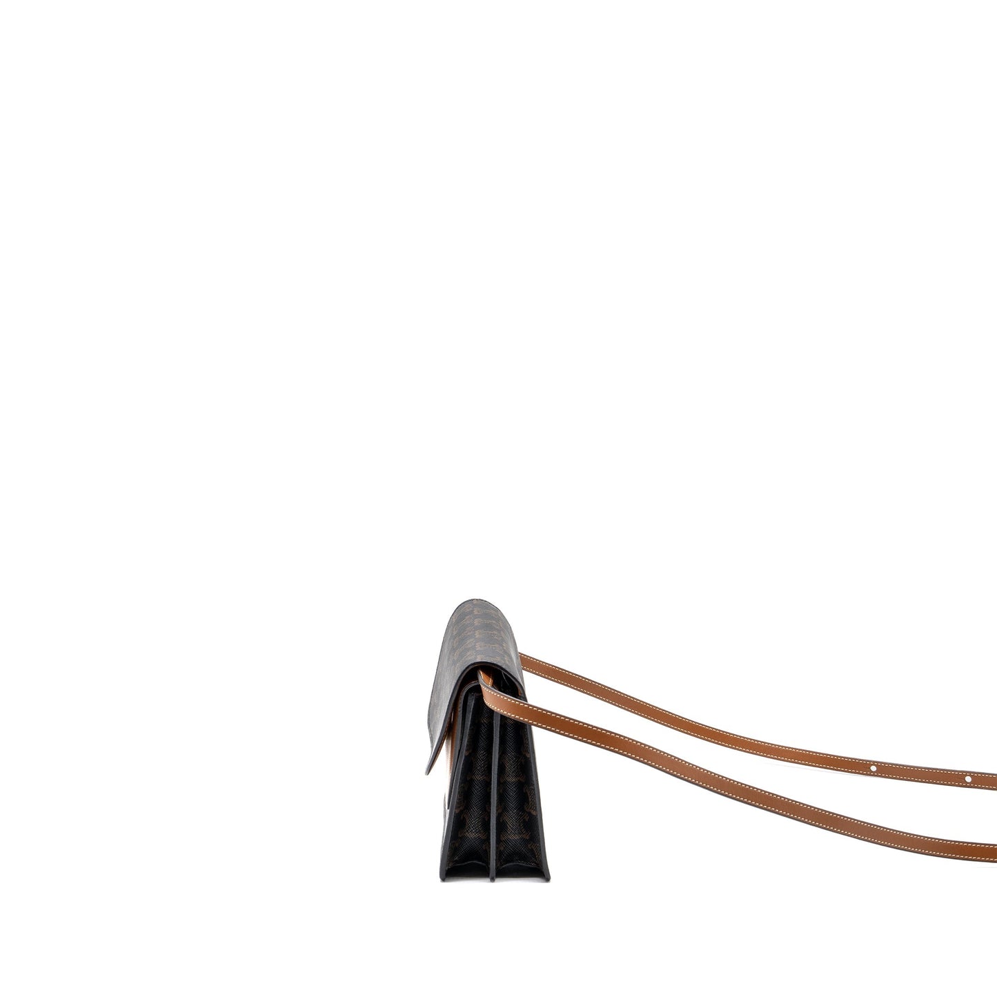 Luxury CELINE Wallet On Strap Triomphe Canvas/ Lambskin Tan