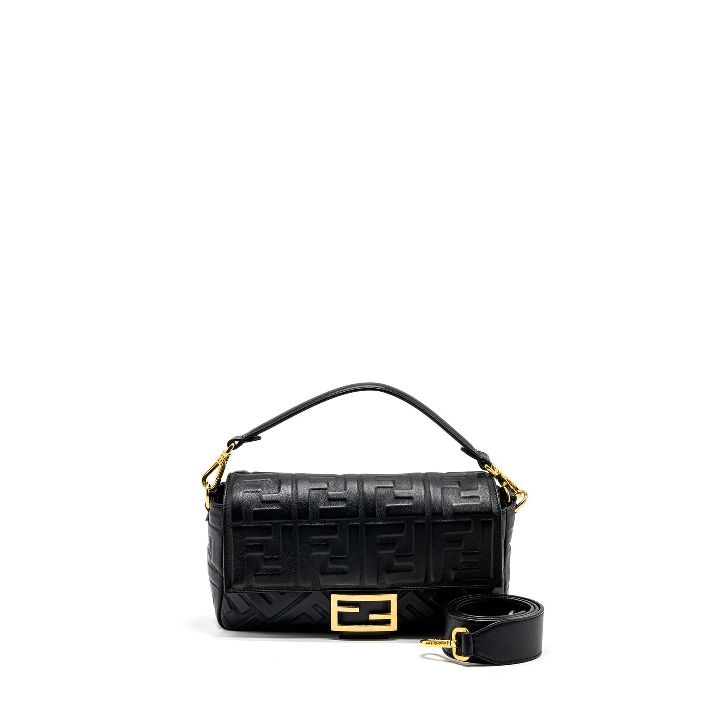 Fendi Baguette Purse with Motif Nappa Black