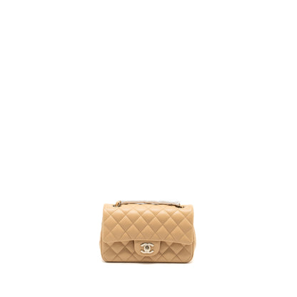 Chanel 22C mini rectangular flap bag lambskin beige LGHW (microchip)
