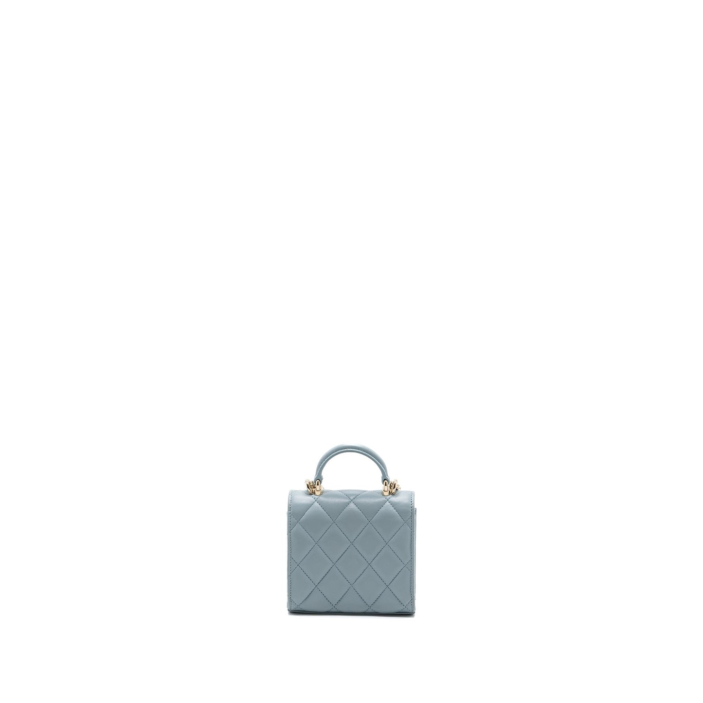 Chanel top handle mini flap bag lambskin light blue LGHW