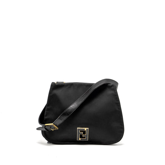 Fendi Vintage Flap Mini Purse Nylon Black