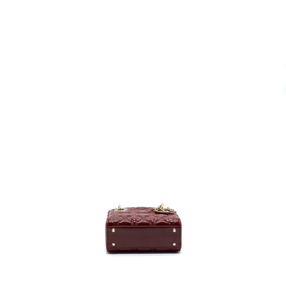 Dior Mini Lady Dior Patent Calfskin Red