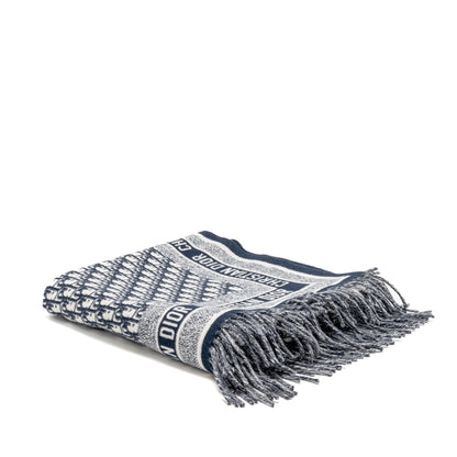 Dior 140 X 140 cm Oblique Blanket Virgin Wool/Angora Blue