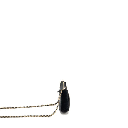 Chanel Quilted Crystal Mini Hobo Crossbody Bag Velvet Black LGHW (microchip)