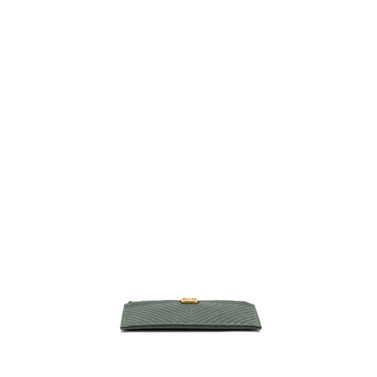Chanel Chevron Boy Zip Pouch Caviar dark green GHW