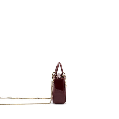 Dior Mini Lady Dior Patent Calfskin Red