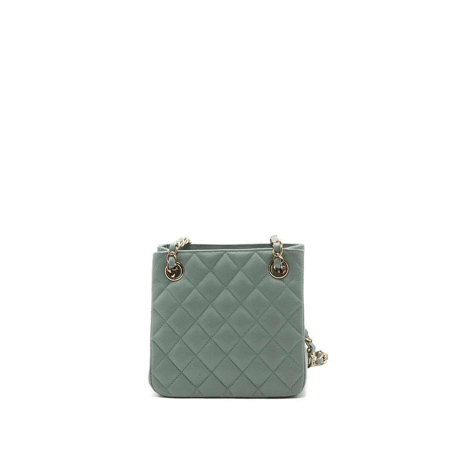 Chanel 23C mini bucket tote bag caviar light grey LGHW (microchip)