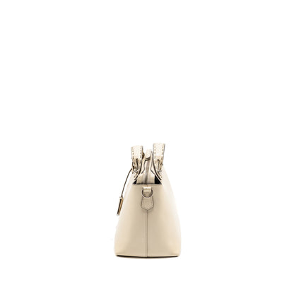 Fendi By The Way Boston Purse Calfskin Light Beige