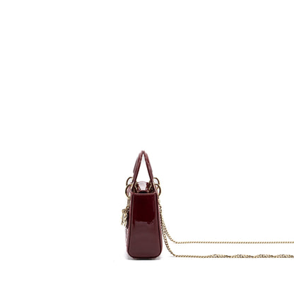 Dior Mini Lady Dior Patent Calfskin Red