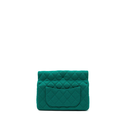 Chanel 23a Classic Flap Clutch Fabric Green LGHW(Microchip)