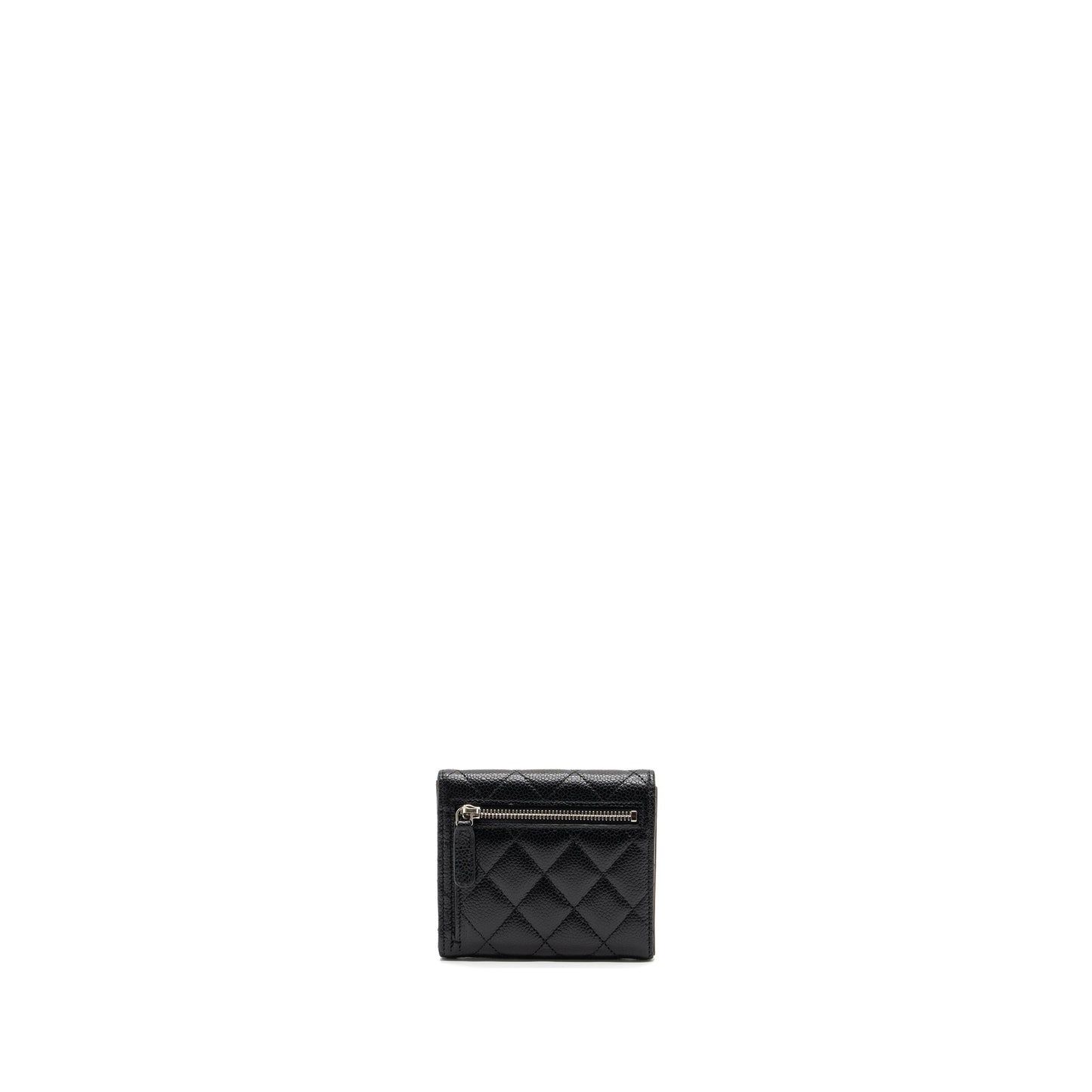 Chanel Classic Compact Wallet Caviar Black SHW (Microchip)