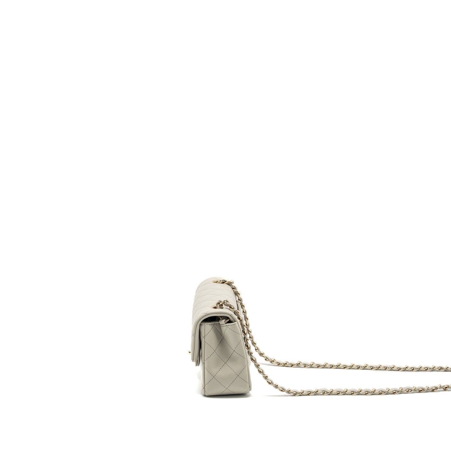 Chanel 22C mini rectangular flap bag lambskin grey LGHW (microchip)