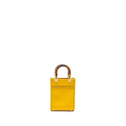 Fendi Mini Sunshine Shopper Calfskin Yellow