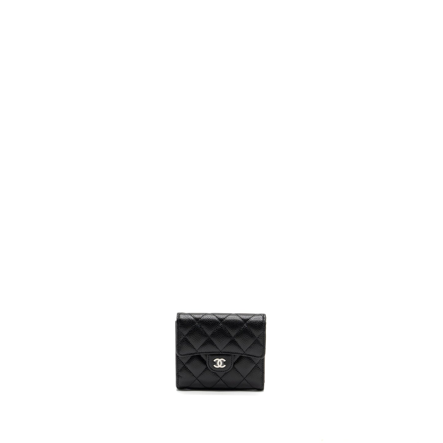 Chanel Classic Compact Wallet Caviar Black SHW (Microchip)